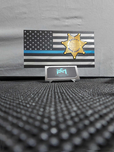 Personalized Thin Blue Line American Flag Business Card Holder Gift