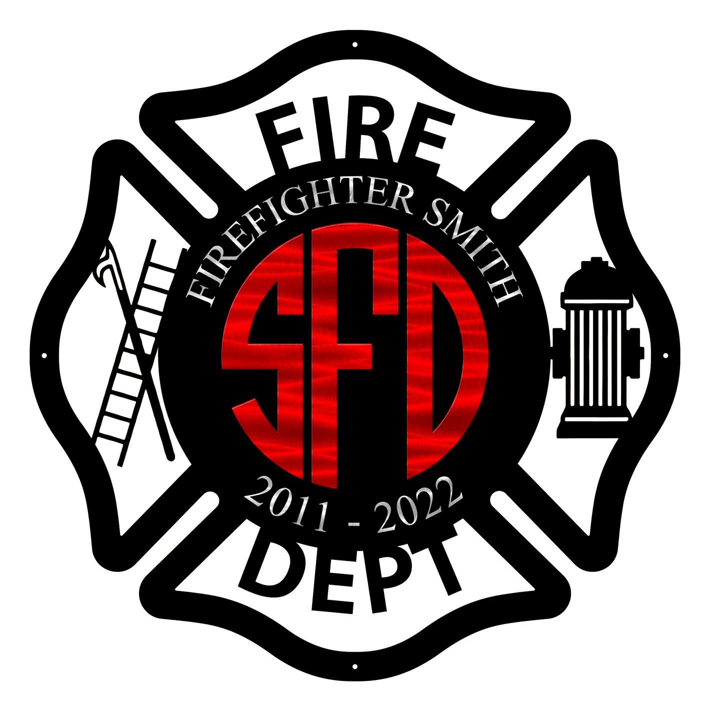 Personalized Firefighter Maltese Cross Cutout