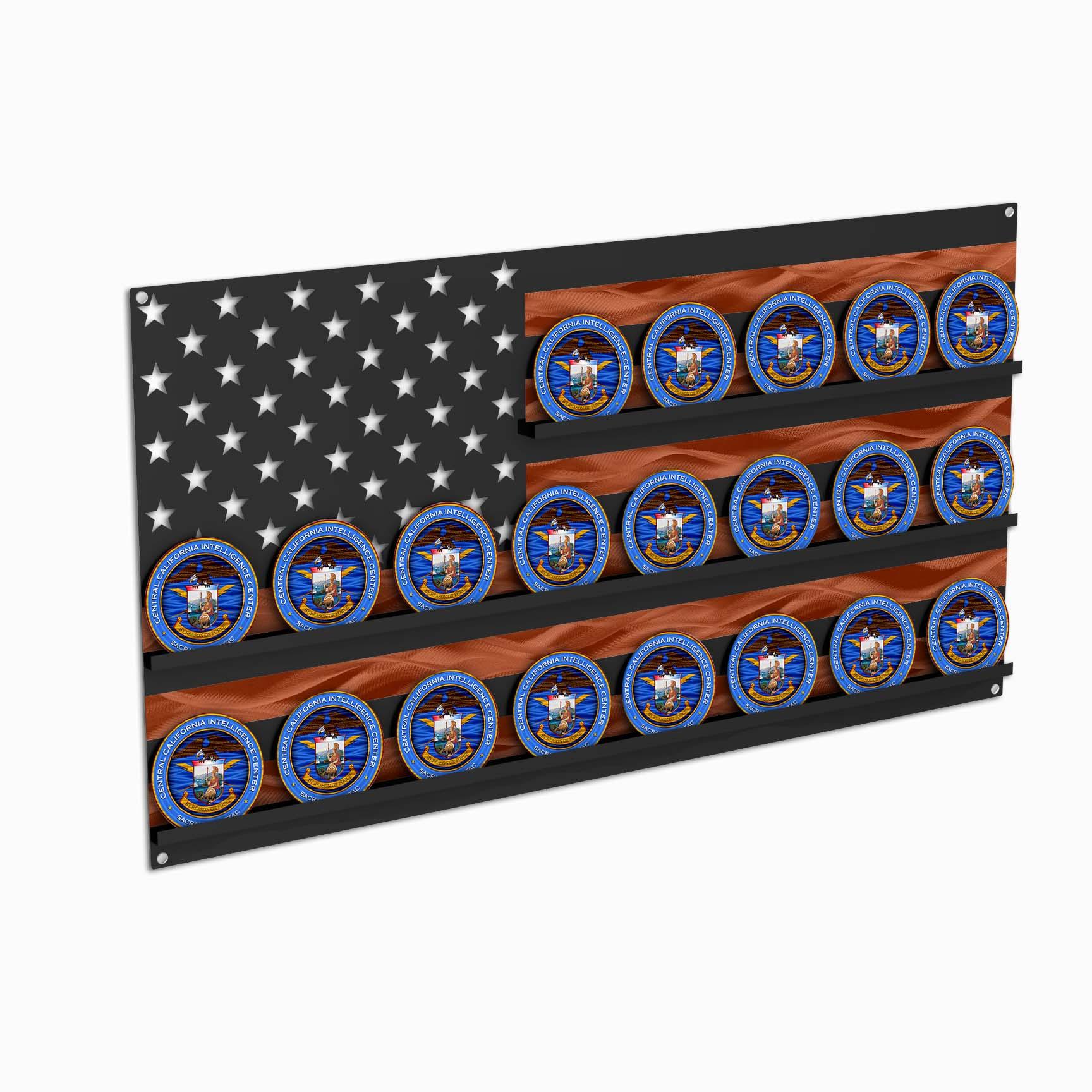 Flag - Metal American Flag Challenge Coin Holder