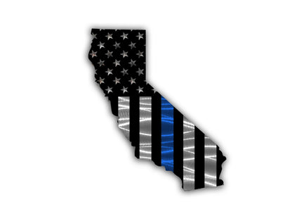 Hero - Thin Blue Line California Cutout American Flag