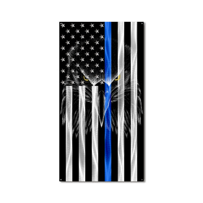 Flag - Police Thin Blue Line Ghost Eagle Vertical American Flag