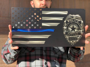 Flag - Police Badge Honor Split Flag Gift