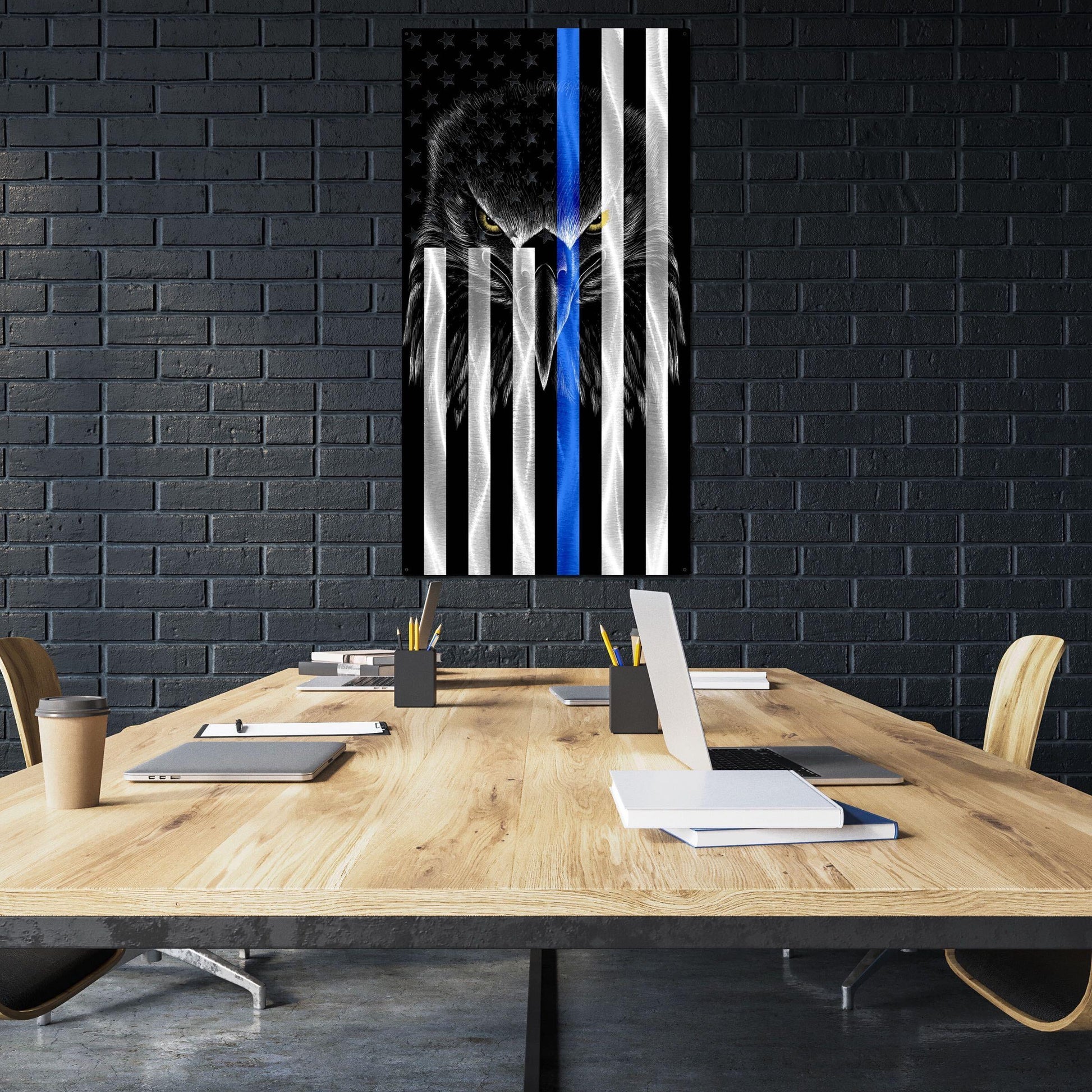 Flag - Police Thin Blue Line Ghost Eagle Vertical American Flag