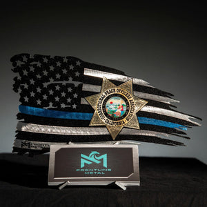 Personalized Thin Blue Line Distressed Battle Flag Business Card Holder