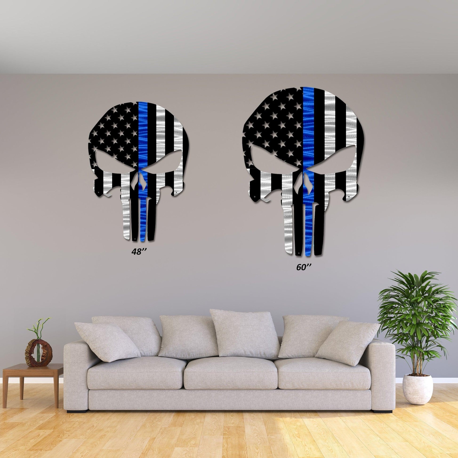 Flag - Police Thin Blue Line Punisher Skull American Flag Gift