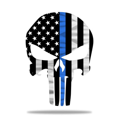 Flag - Police Thin Blue Line Punisher Skull American Flag Gift