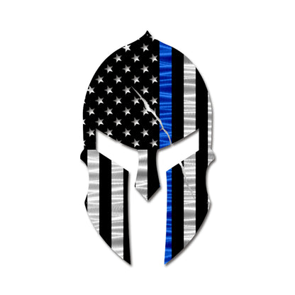 Flag - Police Thin Blue Line Spartan Helmet American Flag Gift