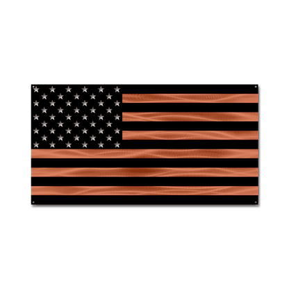 Patriotic Wall Decor, Black and Copper Metal American Flag